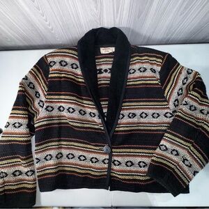Vintage Southwestern‎ Tapestry Cropped Blazer/Blanket Knit Jacket Women’s Size L
